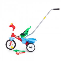 Dětská Tříkolka Baby Trike se zvukem, tyčí, pásy + díly 11 ks.