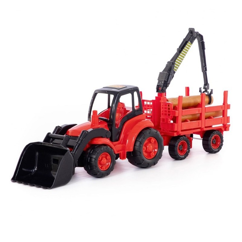 Dětský Traktor Šampion s rypadlem a přívěsem lesnickým