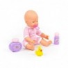 Panenka Veselá 35 cm s dudlíkem a sadou na koupání, 3 ks.